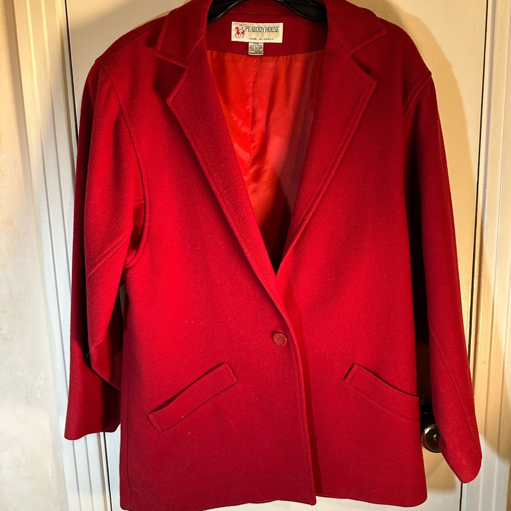 Peabody House Red Wool Jacket Size 11/12 Fully Lined Vintage 1980’s